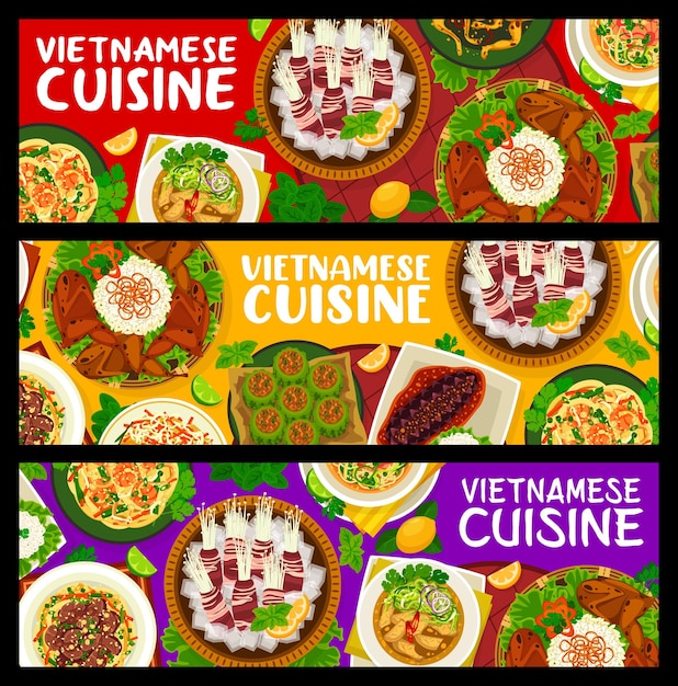 Bandiere orizzontali dei pasti della cucina vietnamita