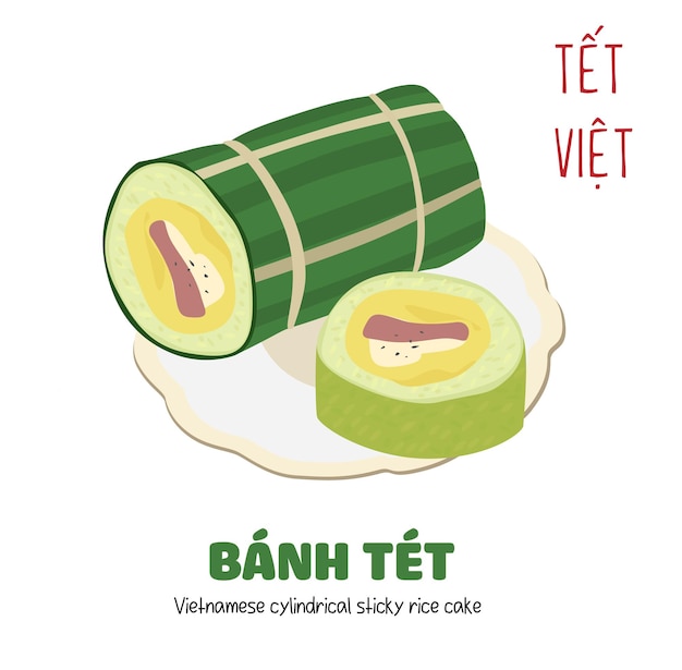Premium Vector Vietnamese cylindrical sticky rice cake vector another