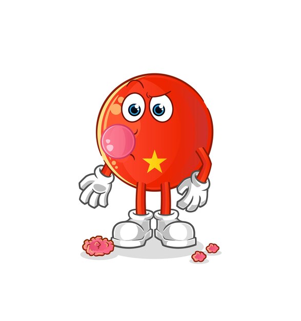 Vietnamese flag chewing gum vector. cartoon character