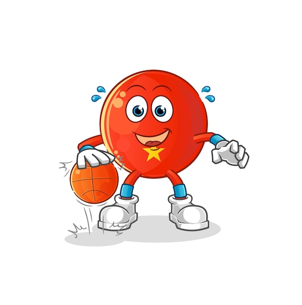 vietnamese flag dribble basketball character. cartoon mascot vector