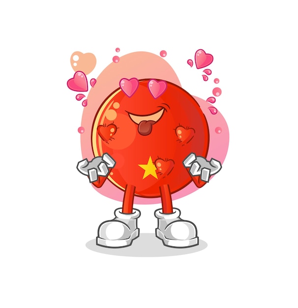 vietnamese flag fallin love vector. cartoon character