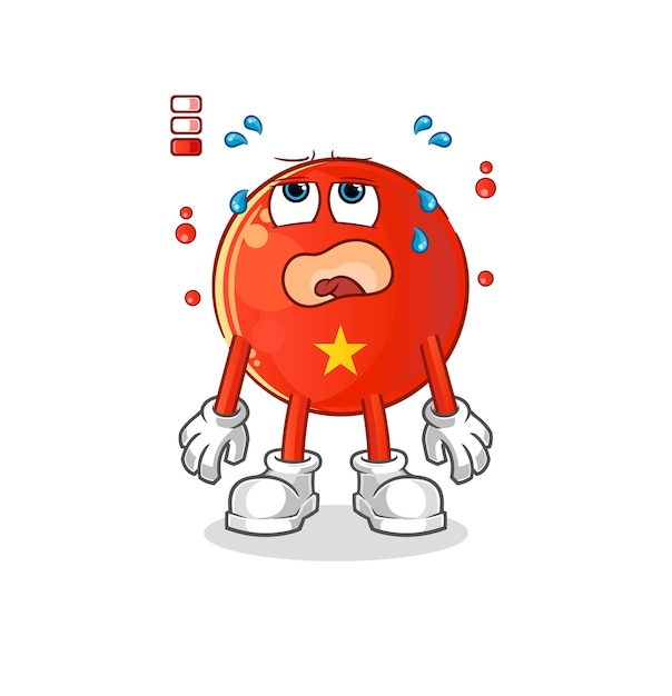 vietnamese flag low battery mascot. cartoon vector