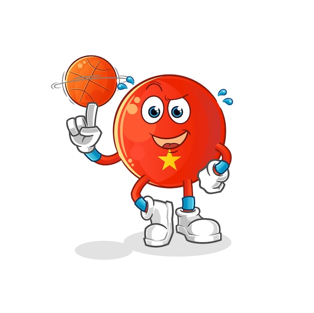 Bandiera vietnamita che gioca a basket ball mascotte. vettore del fumetto