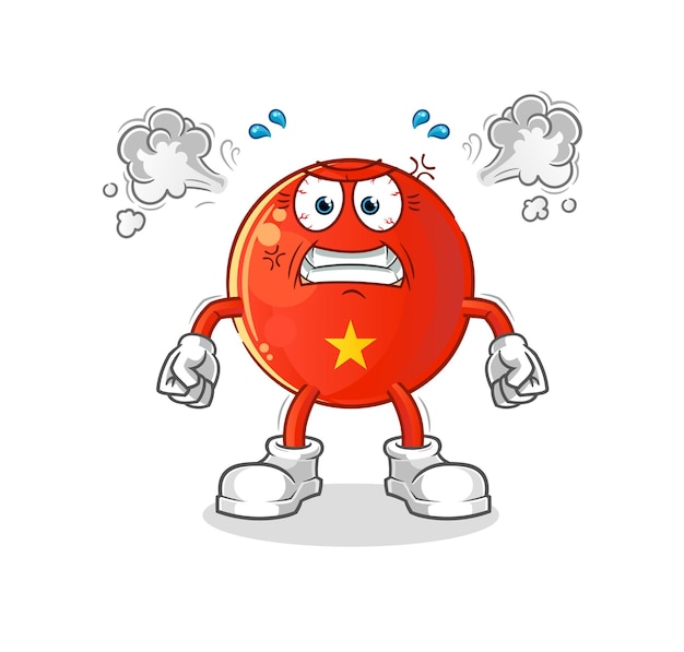 Vietnamese flag very angry mascot. cartoon vector