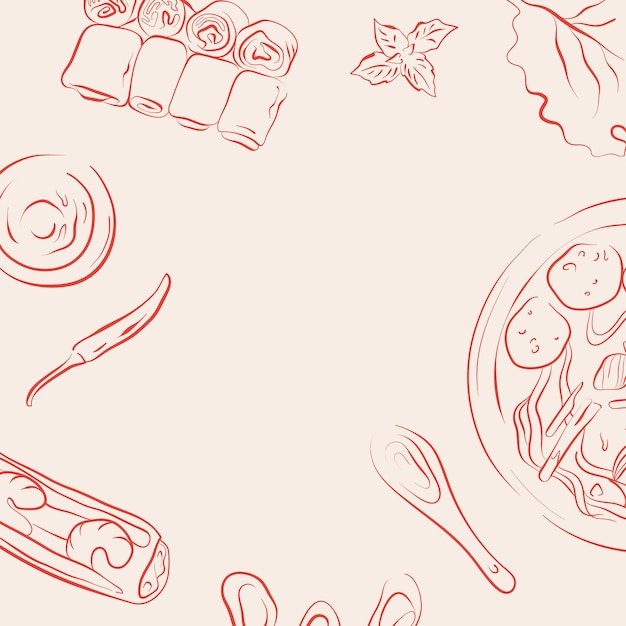 Vector vietnamese food illustration in hand drawn style