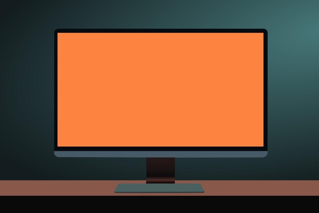 view computer monitor display isolated on blue background vector illustration