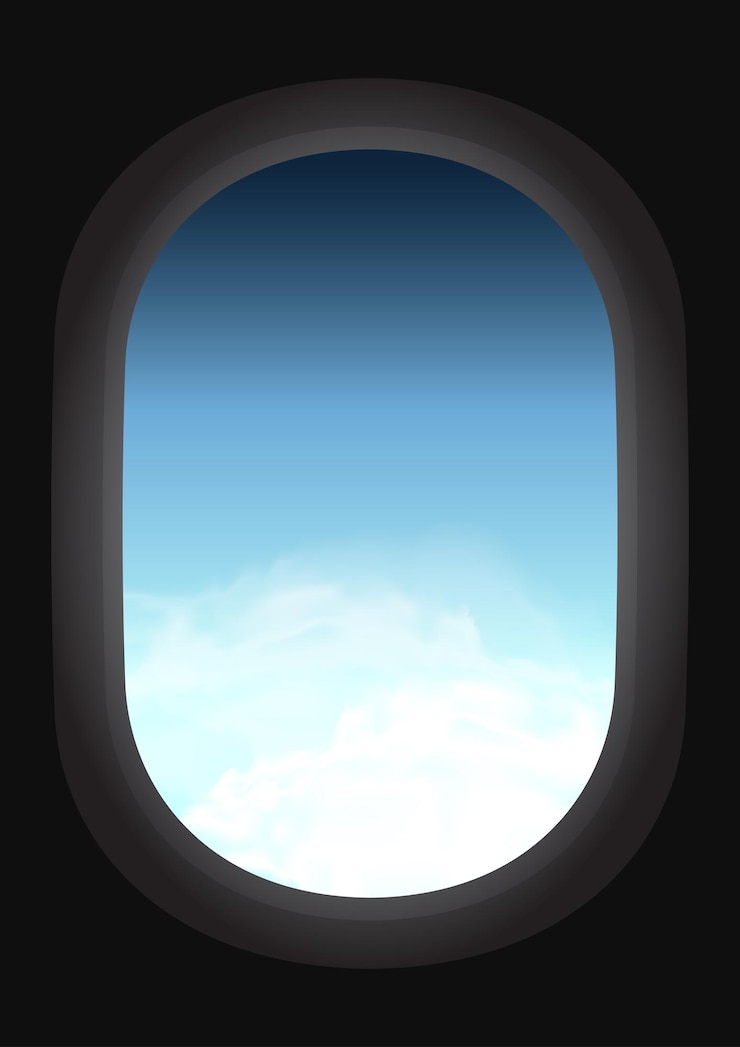 Vector view from airplane beautiful skies from airplane window
