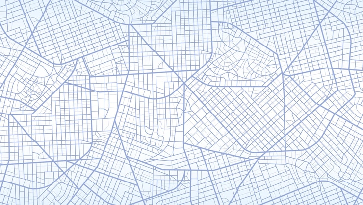 Vector 上からの眺め 都市の詳細なビュー 車の位置の追跡 都市の上面図 抽象的な背景