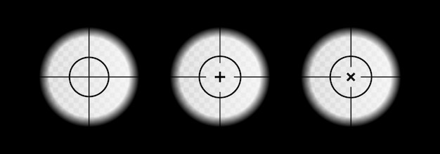 Vettore vista dal bersaglio con scala di misurazione vista attraverso un mirino isolato su sfondo trasparente illustrazione vettoriale