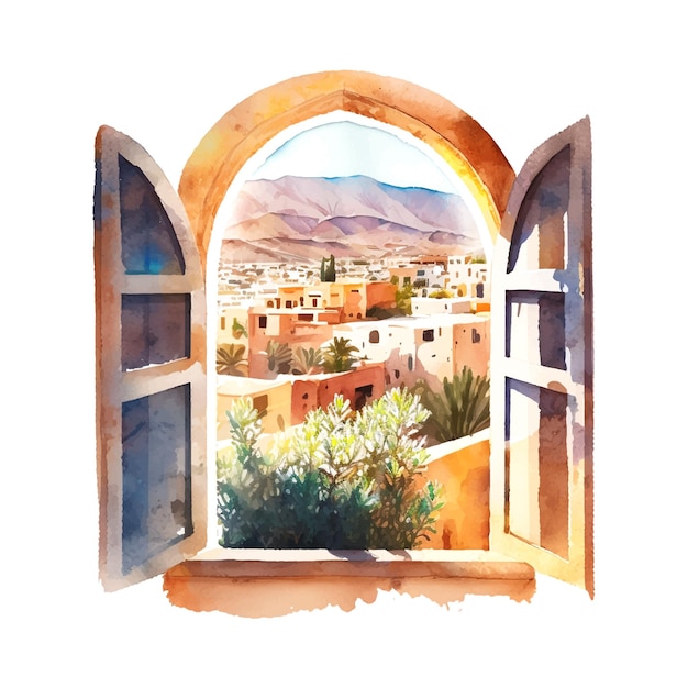 View from the window of the picturesque landscape in morocco africa