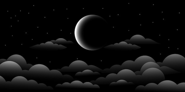 View to moon at the night in gradient style illustration