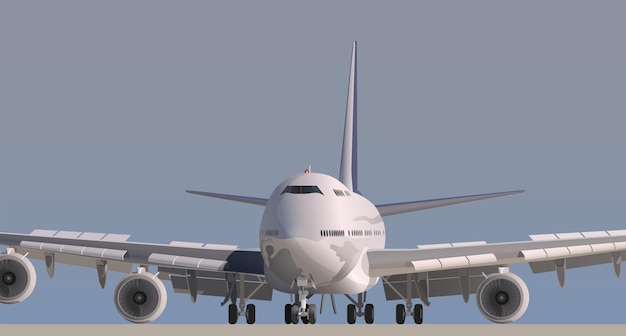 Вид на взлетающий вектор большого пассажирского авиалайнера