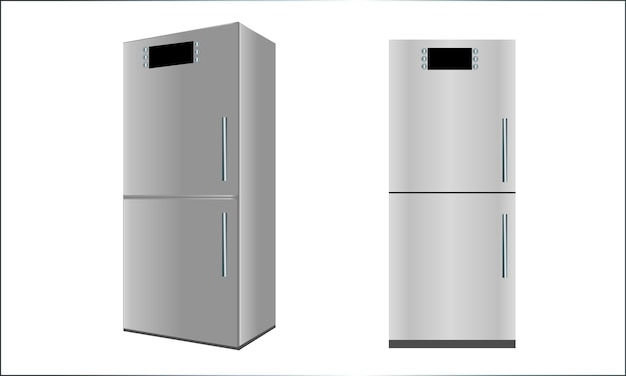 View of refrigerator in two positions