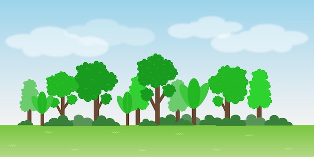 Vector view of trees nature sky