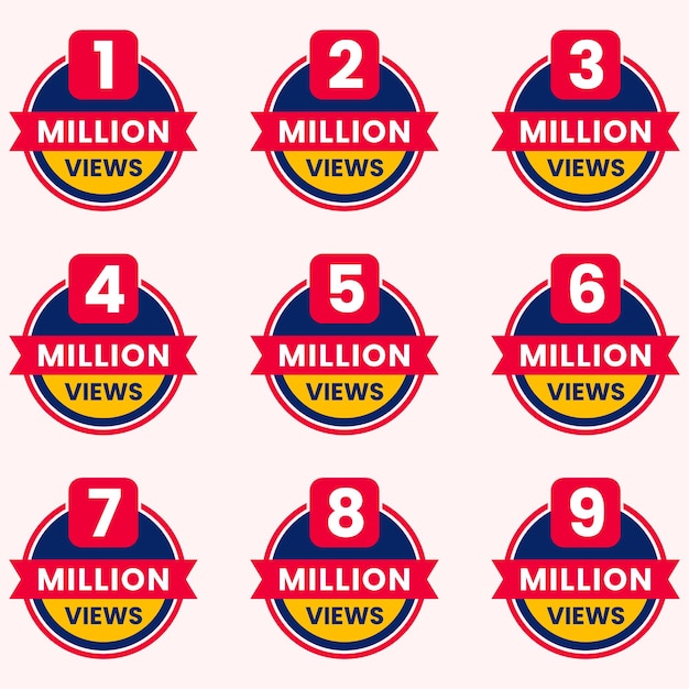 views celebration label design 1 million views to 9 million plus views