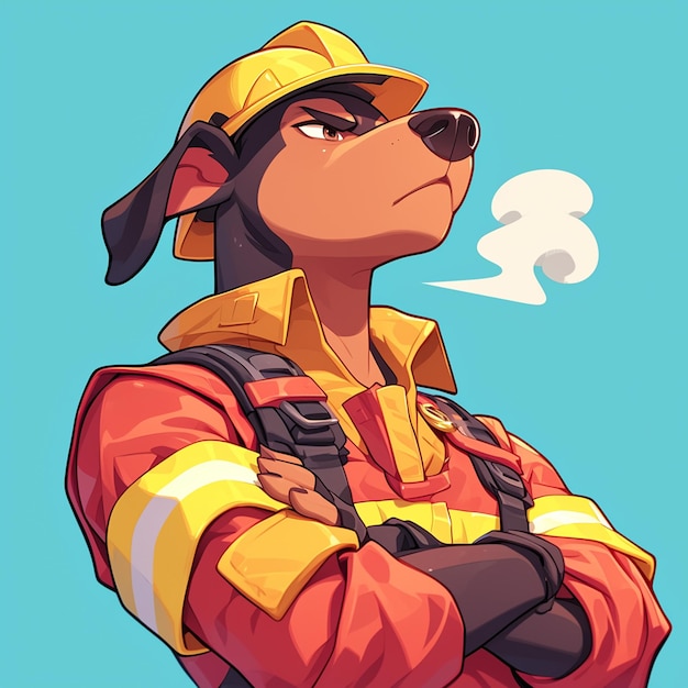 Vector a vigilant dog firefighter cartoon style