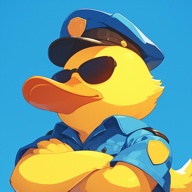 Vector a vigilant duck police cartoon style