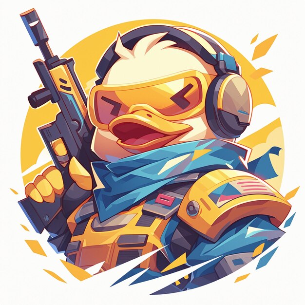 a vigilant duck soldier cartoon style