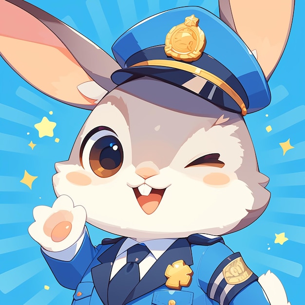 Vector a vigilant rabbit police cartoon style