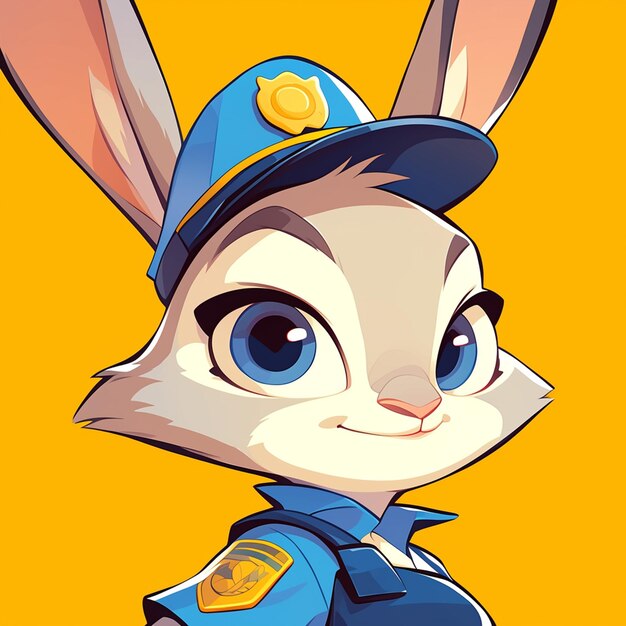 Vector a vigilant rabbit police cartoon style