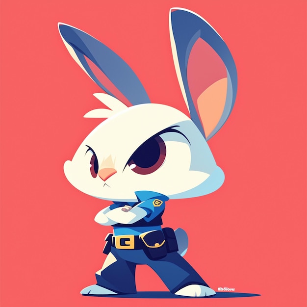 Полицейский кролик в стиле мультфильма.