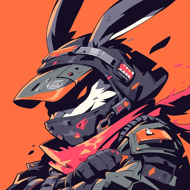 a vigilant rabbit soldier cartoon style