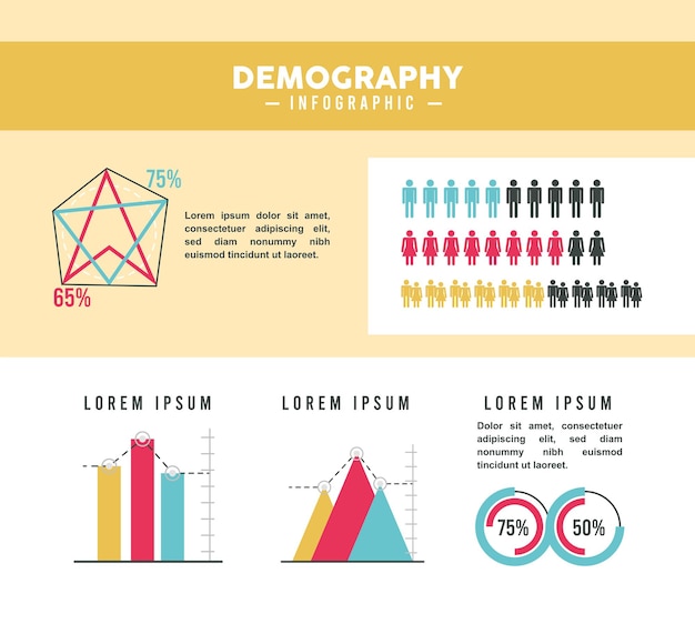 Vijf demografie infographic iconen