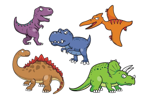 Vector vijf dinosaurus cartoon vector