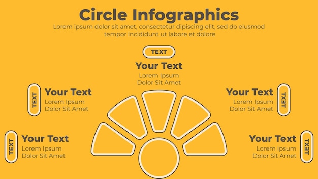 Vijf stappen halve cirkel zakelijke infographic sjabloon