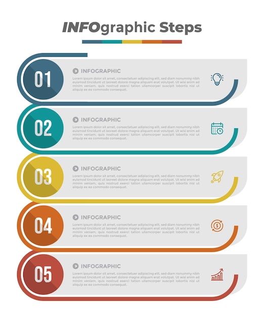 Vector vijf stappen kleurrijke business infographic sjabloon