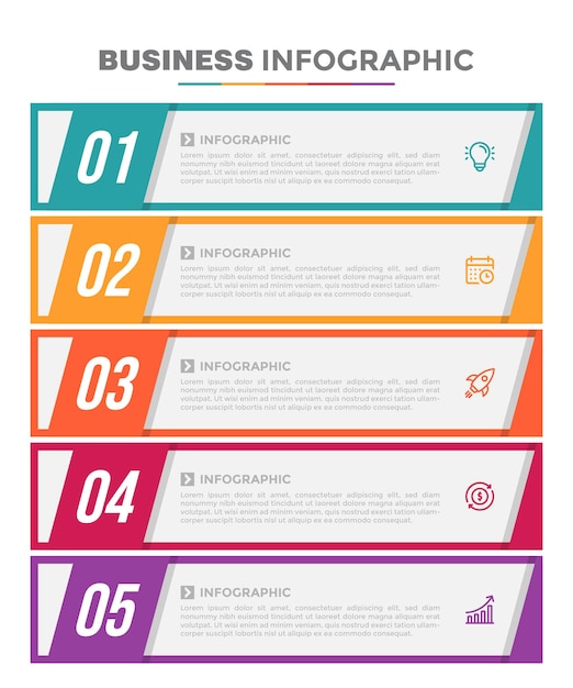 Vector vijf stappen kleurrijke zakelijke infographic sjabloon