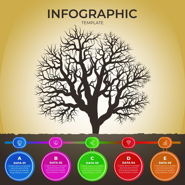 Vector vijf stappen moderne aansluitende boom infographic sjabloon vectorillustratie