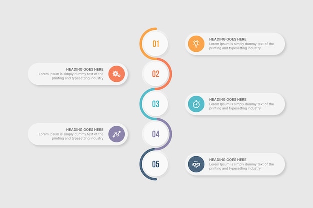Vijf stappen, opties cirkel tijdlijn Vector Business Infographic moderne ontwerpsjabloon