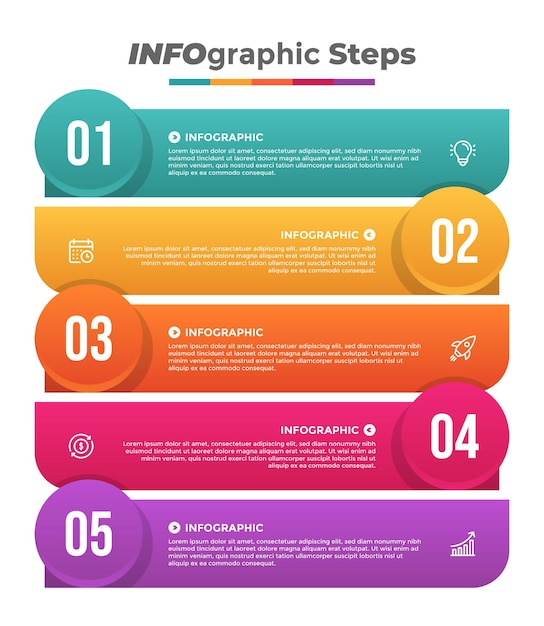 Vijf stappen strategie infographic sjabloon