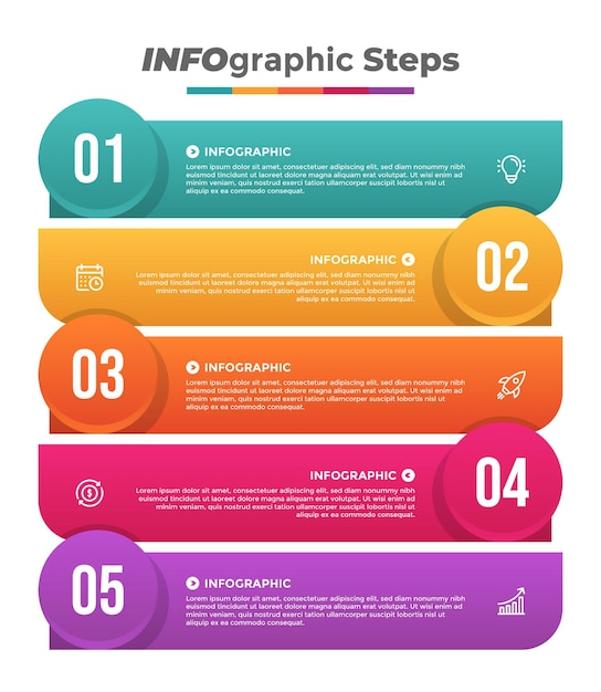 Vector vijf stappen strategie infographic sjabloon