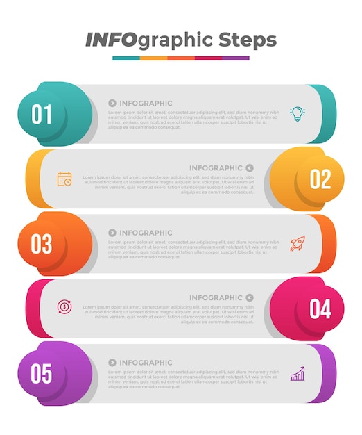 Vector vijf stappen strategie infographic sjabloon