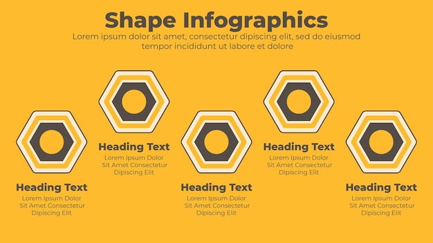 Vijf stappen zakelijke infographic presentatiesjabloon