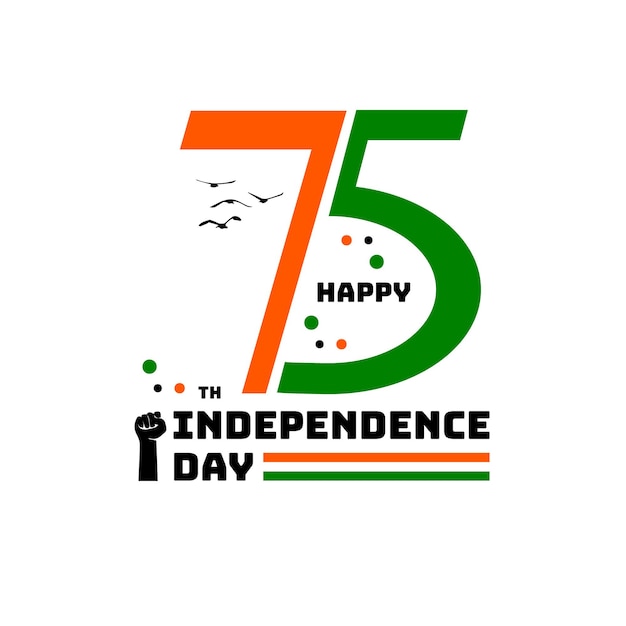 Vijfenzeventig 75 jaar Indiase onafhankelijkheidsdag groet ontwerpsjabloon logo