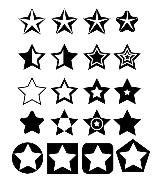 Vijfhoekige vijfpunts ster collectie icoon ontwerpelementen