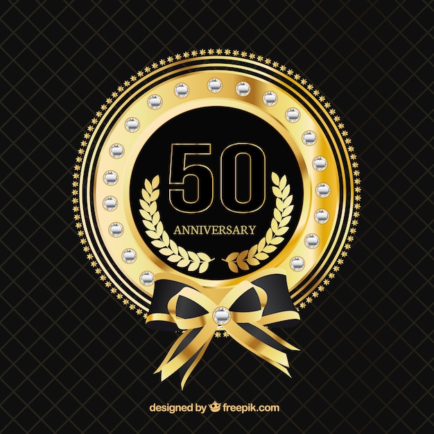 Vector vijftig aniversary gouden badge
