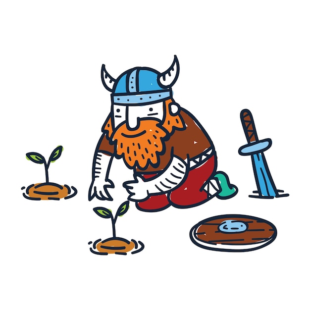 Vector viking cartoon karakter illustratie