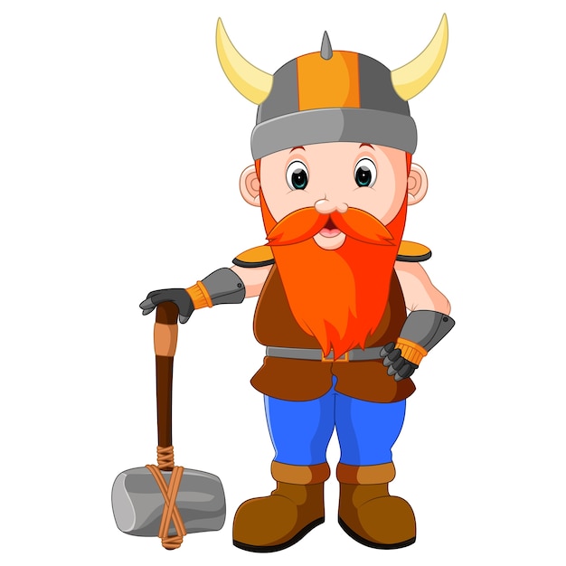 viking cartoon with a big hammer