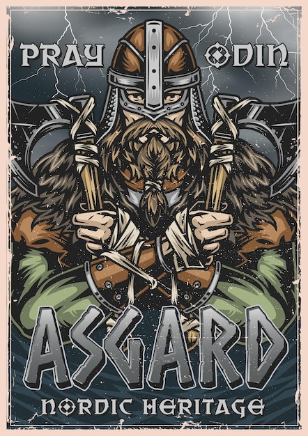 Vector viking colorful poster