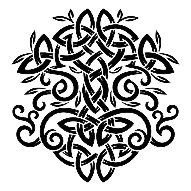 Vector viking design world tree from scandinavian mythology yggdrasil and celtic pattern drawn in old norse