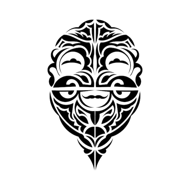 Viking gezichten in decoratieve stijl Maori tribale patronen Geschikt voor afdrukken Geïsoleerd op witte achtergrond Zwarte ornament vector illustratie