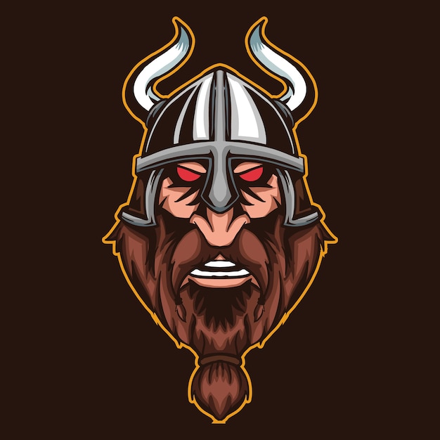 Viking head isolated on brown