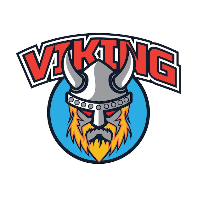 Vector a viking head logo with a red circle and the word viking