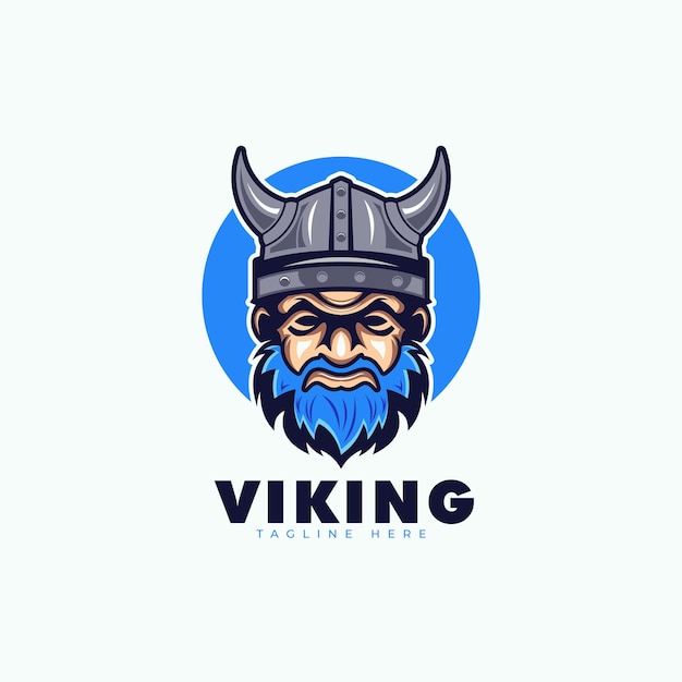 Viking Head Mascot Logo Design Illustration