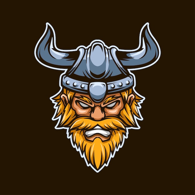 Viking Head Mascot Logo Illustration