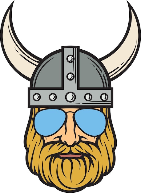 Vector viking head with aviator sunglasses